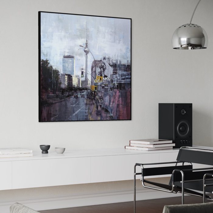 Leinwanddruck BERLIN_25_03: Blick Richtung Alex über einem weißen Sideboard im Wohnzimmer