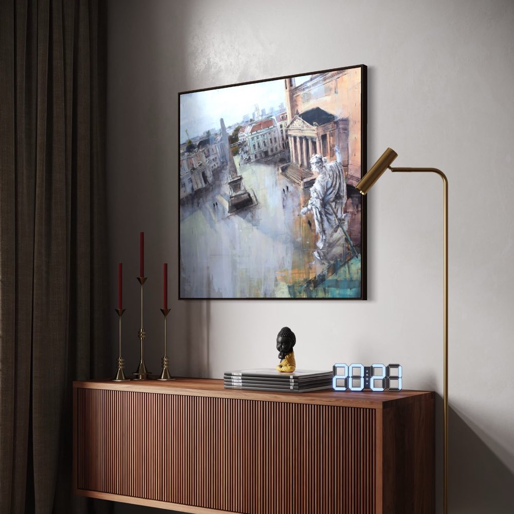 Leinwanddruck POTSDAM_26_02: Alter Markt über einem Holz-Sideboard