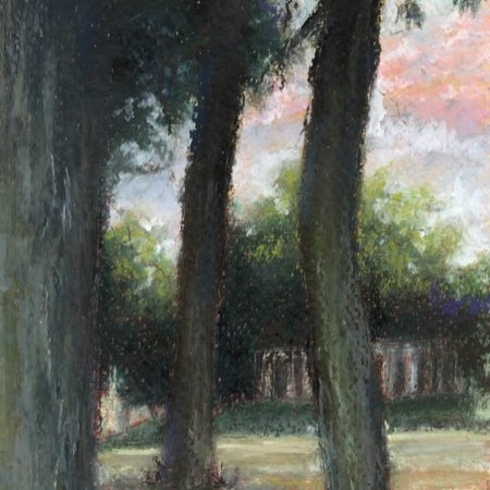 Three Trees – Oil pastel on paper – painting by Eduard Warkentin