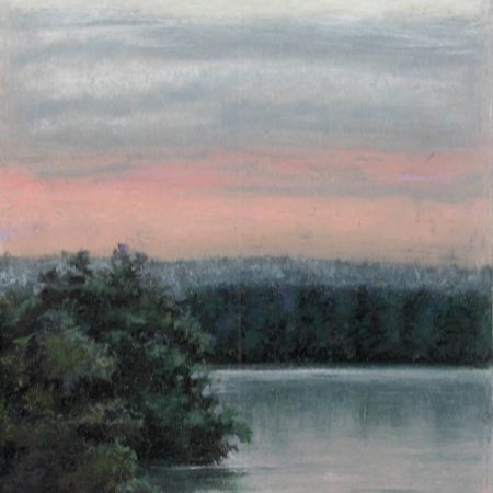 View of the Havel II – Oil pastel on cardboard – painting by Eduard Warkentin