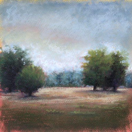 Park Landscape – Oil pastel on paper – painting by Eduard Warkentin