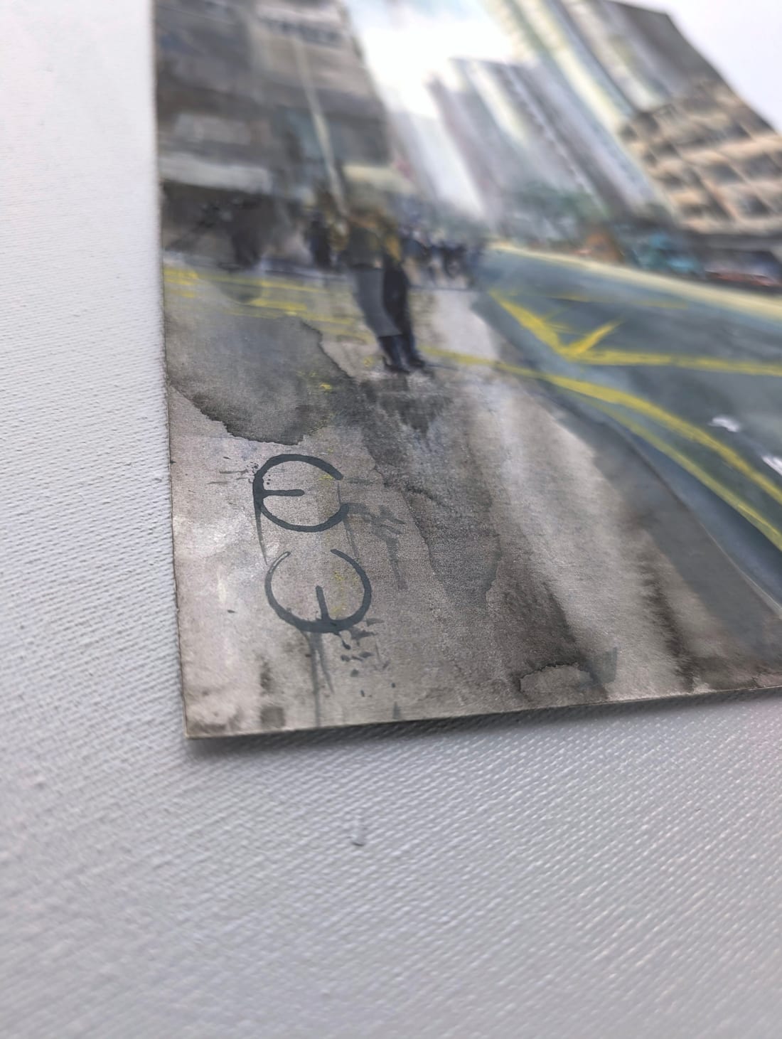 Portland St – Wasserfarben & Gouache auf Papier – Gemälde von Eduard Warkentin