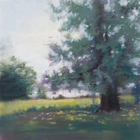Urban Green – Oil pastel on paper – painting by Eduard Warkentin
