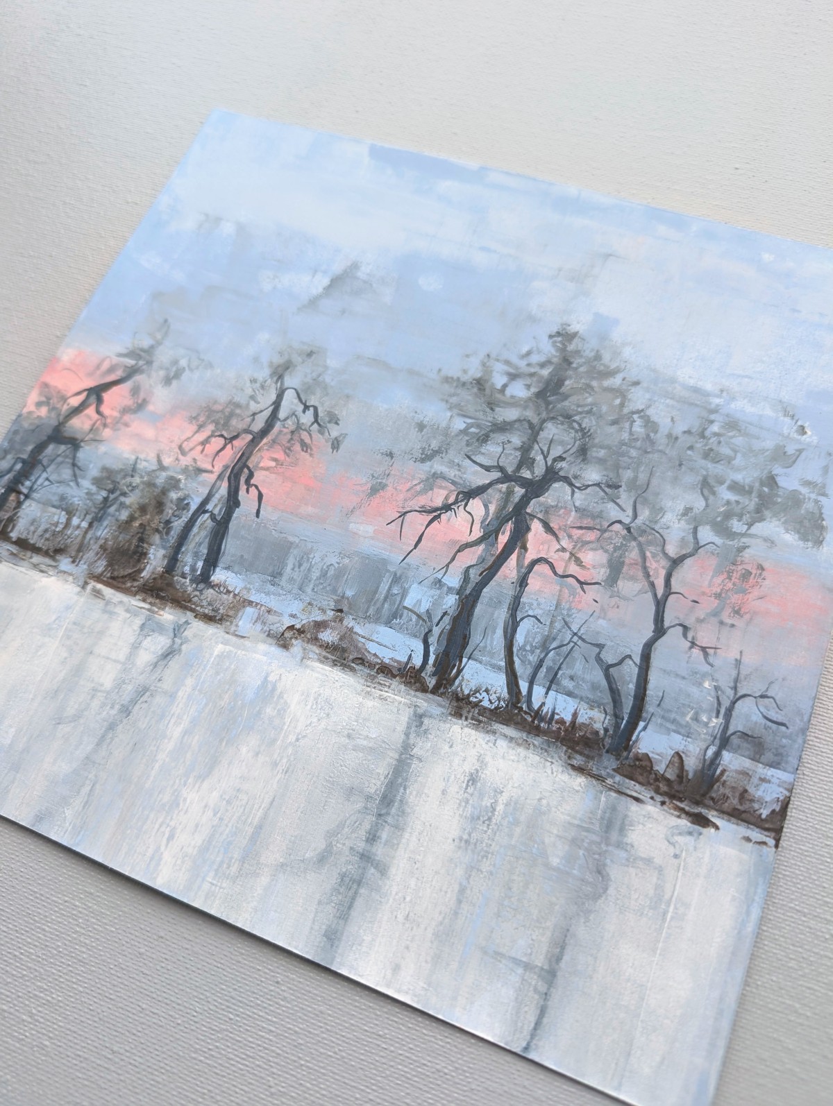 Haussee – Gouache auf Papier – Gemälde von Eduard Warkentin