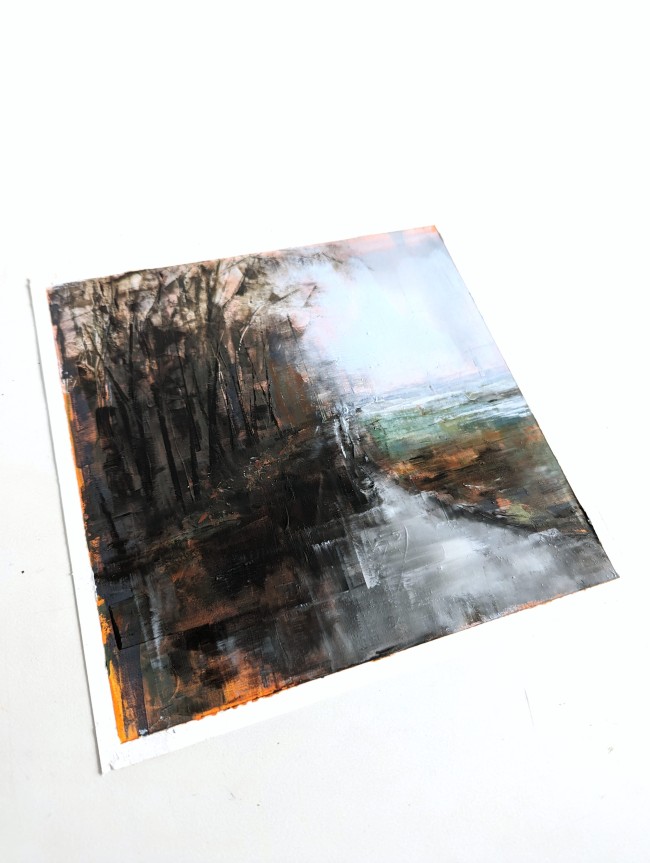Nowhere 02 – Oil on paper – painting by Eduard Warkentin