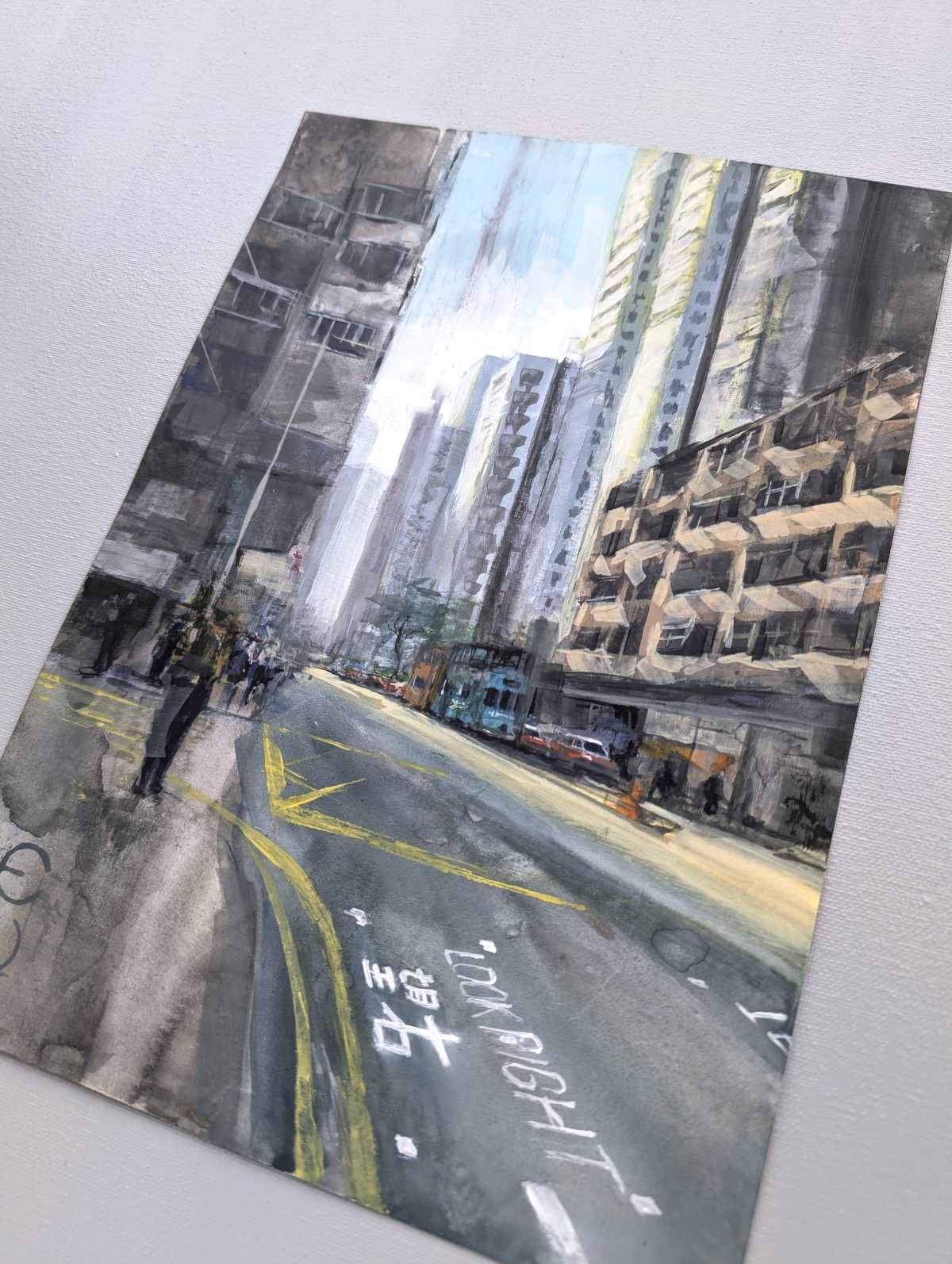 Portland St – Wasserfarben & Gouache auf Papier – Gemälde von Eduard Warkentin