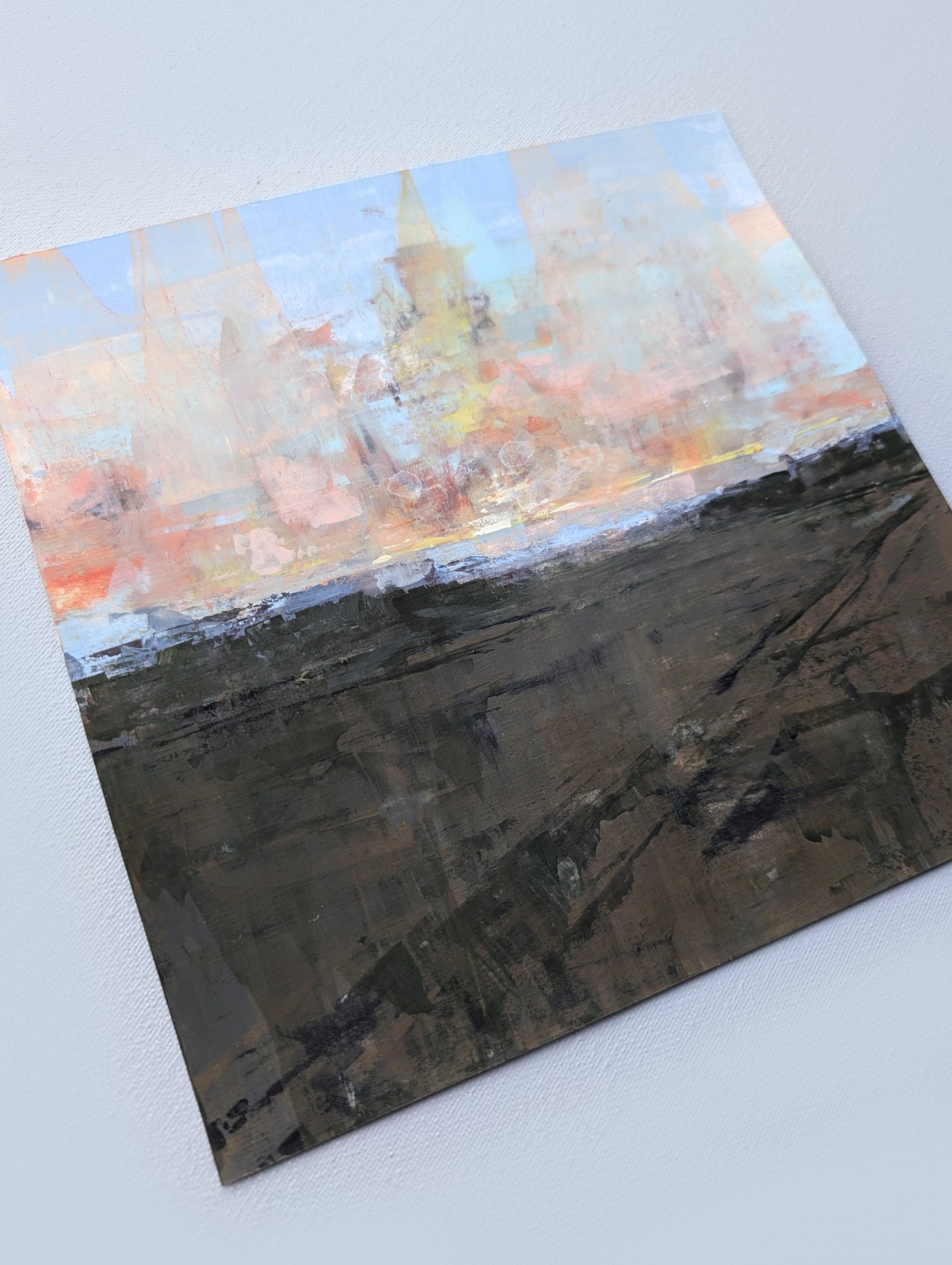 Sonnenuntergang – Gouache auf Papier – Gemälde von Eduard Warkentin
