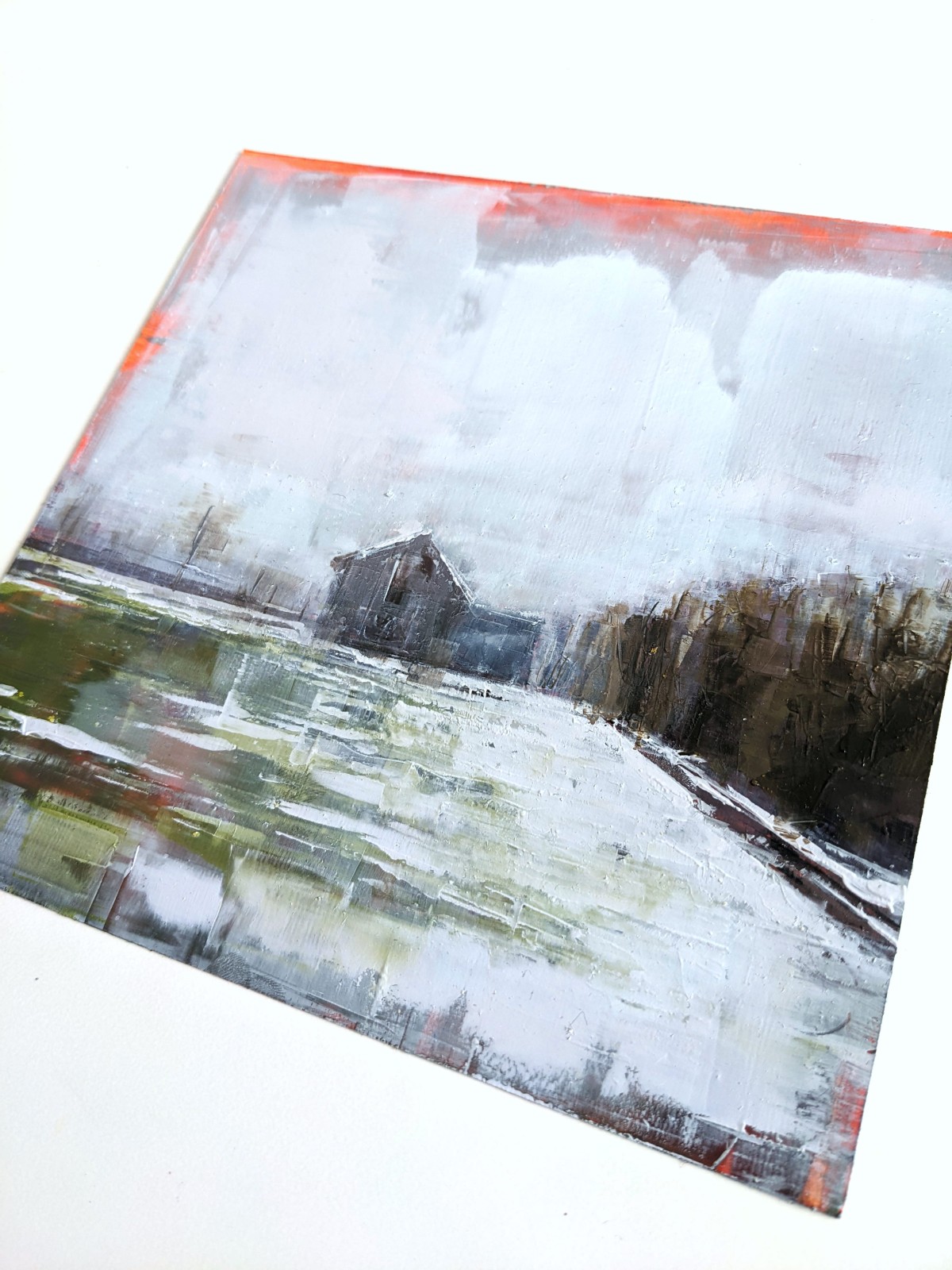 The Barn – Öl auf Papier – Gemälde von Eduard Warkentin