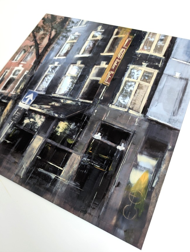 AMSTERDAM_26_01: Cafe in De Pijp – Öl auf Alu-Dibond – Gemälde von Eduard Warkentin