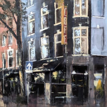 AMSTERDAM_26_01: Cafe in De Pijp – Öl auf Alu-Dibond – Gemälde von Eduard Warkentin