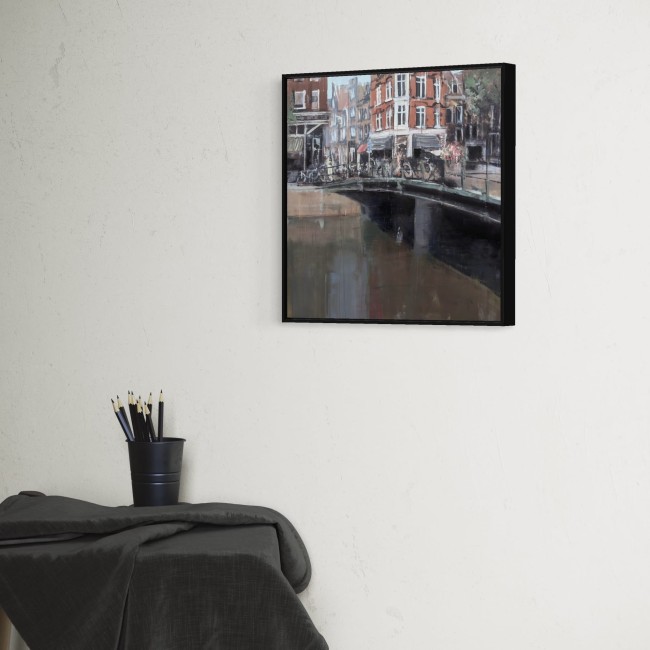 AMSTERDAM_26_02: Brücke an der Prinsengracht – Öl auf Alu-Dibond – Gemälde von Eduard Warkentin