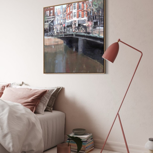 AMSTERDAM_26_02: Brücke an der Prinsengracht – Öl auf Alu-Dibond – Gemälde von Eduard Warkentin