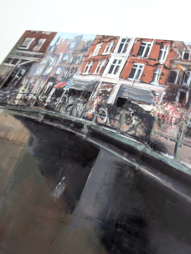AMSTERDAM_26_02: Brücke an der Prinsengracht – Öl auf Alu-Dibond – Gemälde von Eduard Warkentin