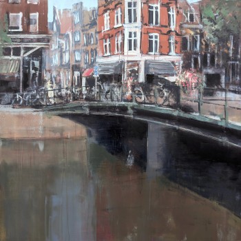 AMSTERDAM_26_02: Brücke an der Prinsengracht – Öl auf Alu-Dibond – Gemälde von Eduard Warkentin