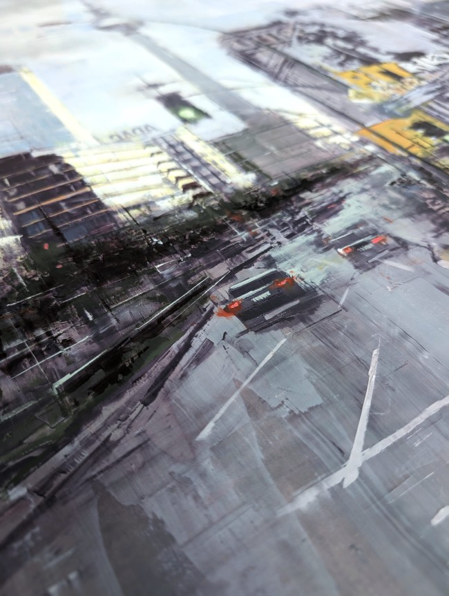 BERLIN_25_03: Blick Richtung Alex – Öl auf Alu-Dibond – Gemälde von Eduard Warkentin