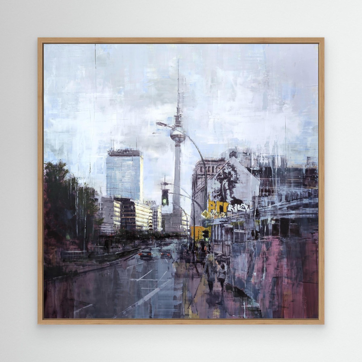 BERLIN_25_03: Blick Richtung Alex – Öl auf Alu-Dibond – Gemälde von Eduard Warkentin
