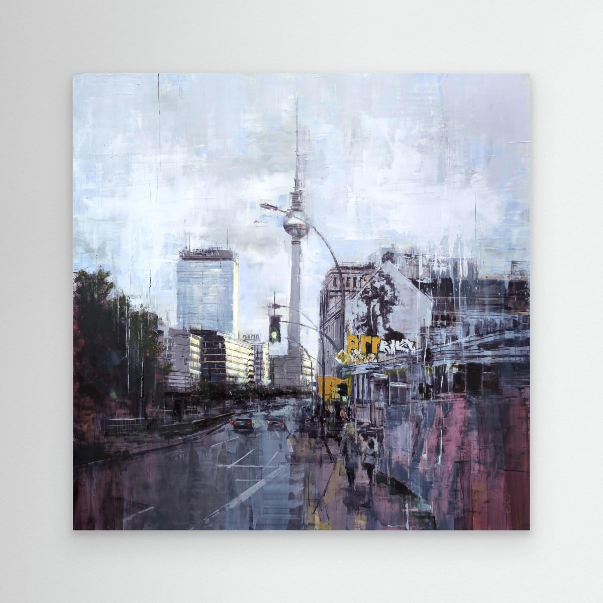 BERLIN_25_03: Blick Richtung Alex – Öl auf Alu-Dibond – Gemälde von Eduard Warkentin