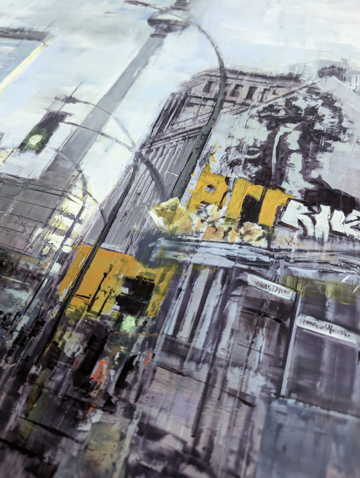 BERLIN_25_03: Blick Richtung Alex – Oil on Dibond – painting by Eduard Warkentin