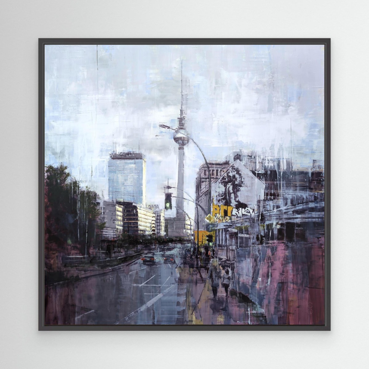 BERLIN_25_03: Blick Richtung Alex – Öl auf Alu-Dibond – Gemälde von Eduard Warkentin