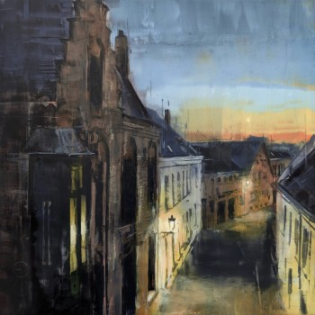 BRUGGE_26_01: Gotik bei Nacht – Öl auf Alu-Dibond – Gemälde von Eduard Warkentin