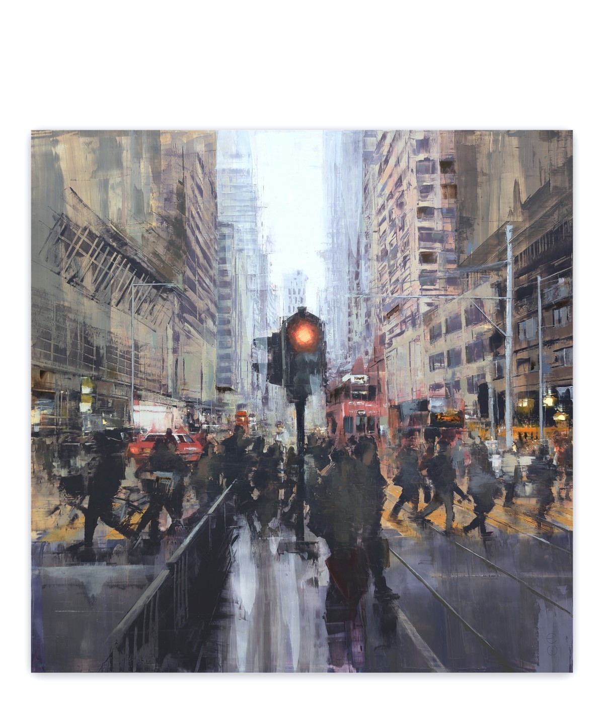 HONG_KONG_25_01: The Crosswalk – Öl auf Alu-Dibond – Gemälde von Eduard Warkentin