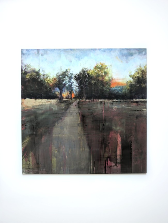Parklandschaft 01 von Eduard Warkentin – Öl auf Alu-Dibond, 30 x 30 cm, frontal an heller Wand