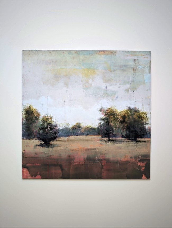 Parklandschaft 03 von Eduard Warkentin – Öl auf Alu-Dibond, 30 x 30 cm, frontal an heller Wand