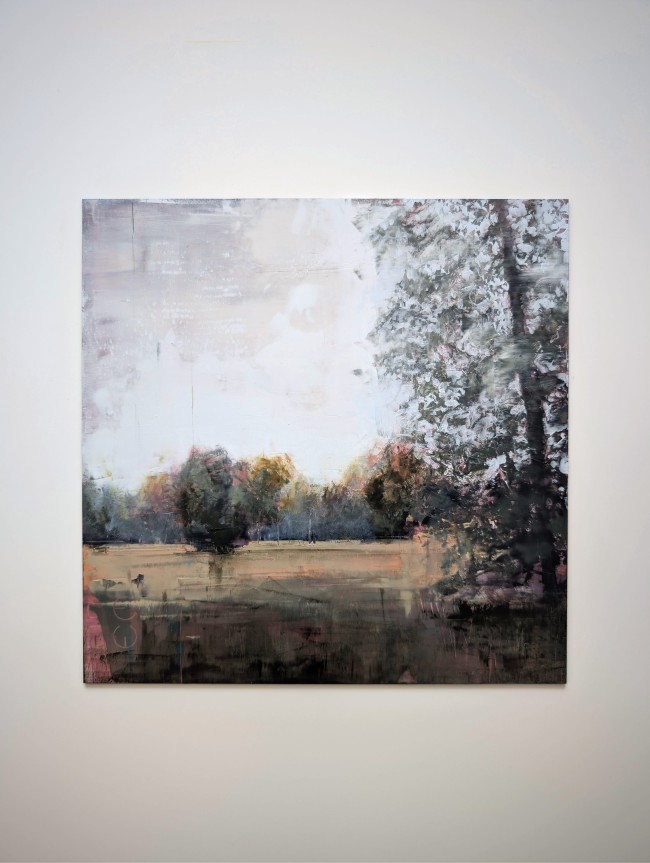 Parklandschaft 04 von Eduard Warkentin – Öl auf Alu-Dibond, 30 x 30 cm, frontal an heller Wand