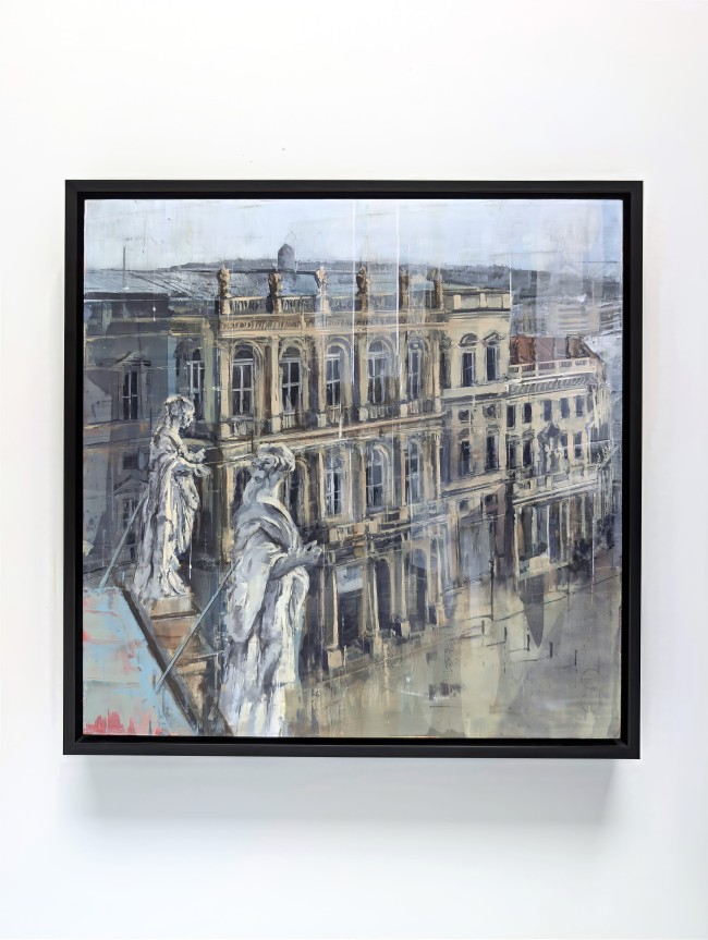 POTSDAM_26_05: Barberini – Ölgemälde auf MDF, 40 x 40 cm, frontal an heller Wand