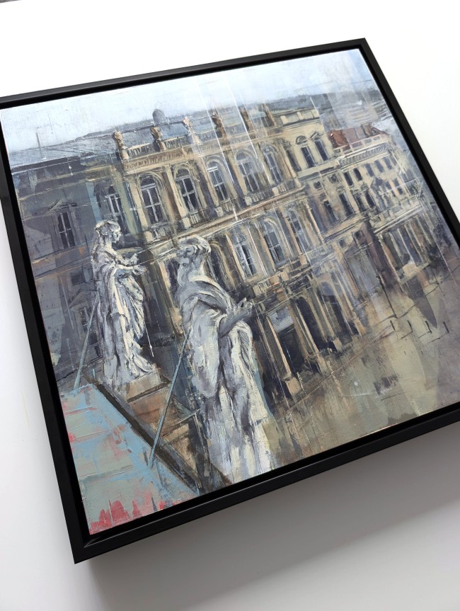 Barberini-Gemälde von Eduard Warkentin in Seitenansicht, schwarzer Rahmen