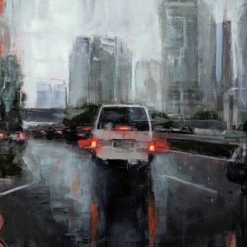 Rain in KL 01 – Öl auf MDF – Gemälde von Eduard Warkentin