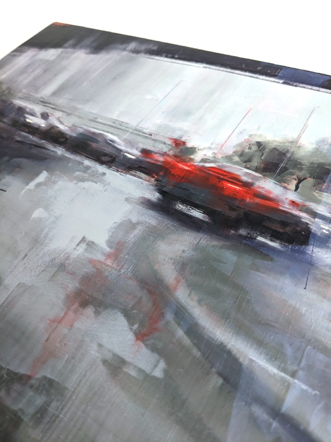 Rain in KL 02 – Öl auf Holz – Gemälde von Eduard Warkentin