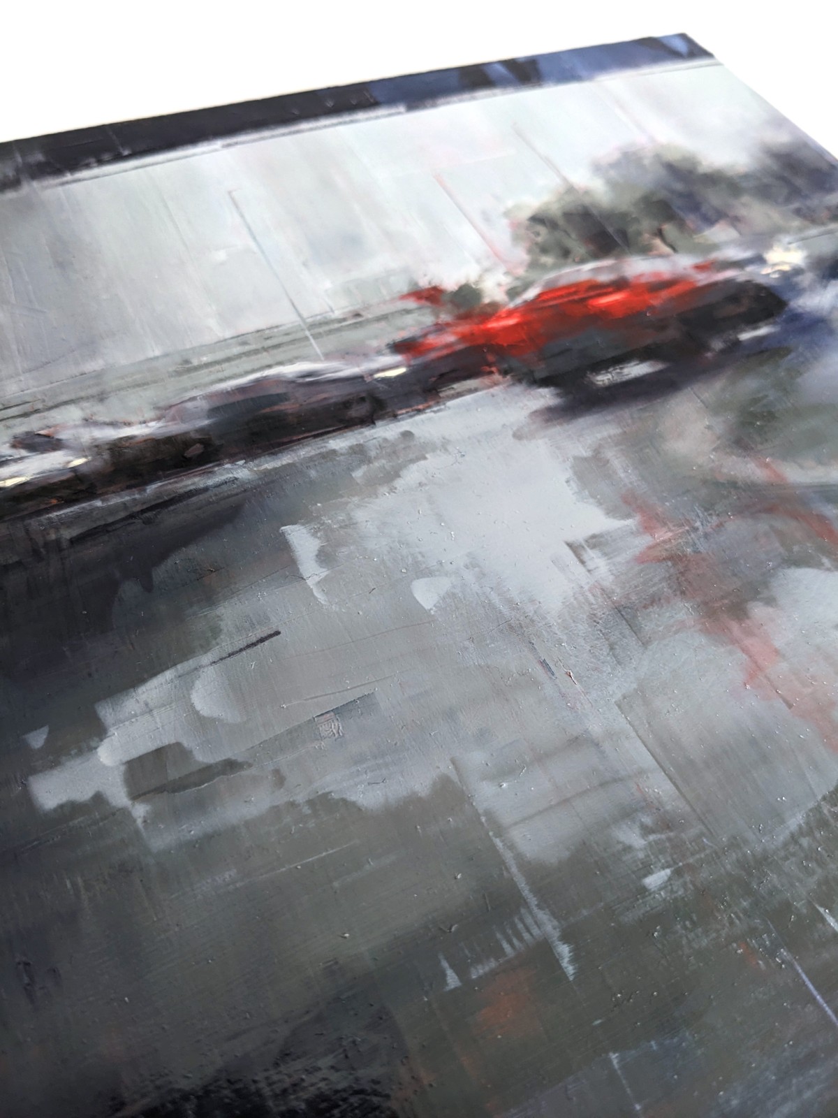 Rain in KL 02 – Öl auf Holz – Gemälde von Eduard Warkentin