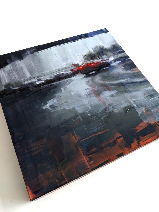 Rain in KL 02 – Öl auf Holz – Gemälde von Eduard Warkentin