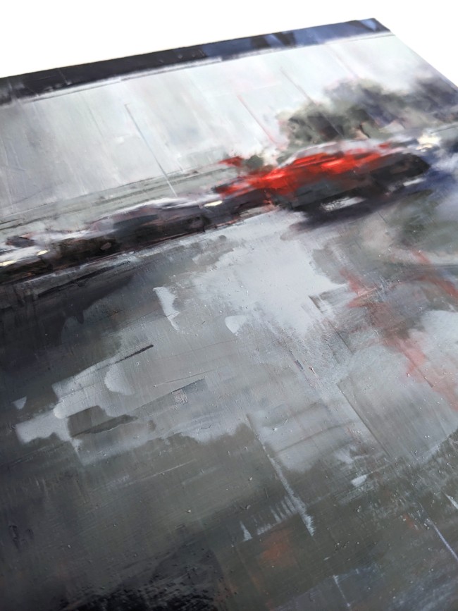 Rain in KL 02 – Öl auf Holz – Gemälde von Eduard Warkentin