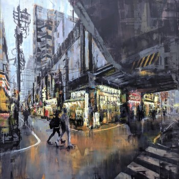 TOKYO_25_01: Asakusabashi – Öl auf Alu-Dibond – Gemälde von Eduard Warkentin