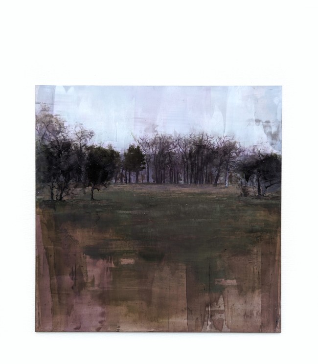 Winter. Dusk. Park. – Öl auf Alu-Dibond – Gemälde von Eduard Warkentin