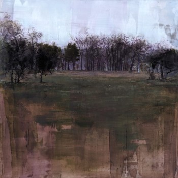 Winter. Dusk. Park. – Öl auf Alu-Dibond – Gemälde von Eduard Warkentin