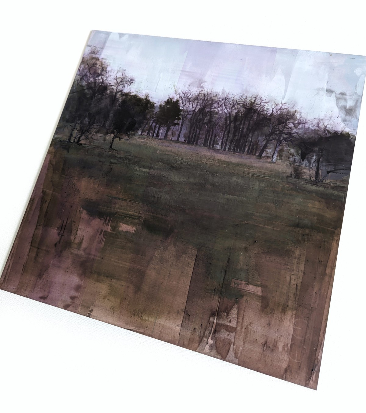 Winter. Dusk. Park. – Öl auf Alu-Dibond – Gemälde von Eduard Warkentin