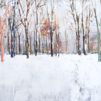 Winter im Park – Öl auf Papier – Gemälde von Eduard Warkentin